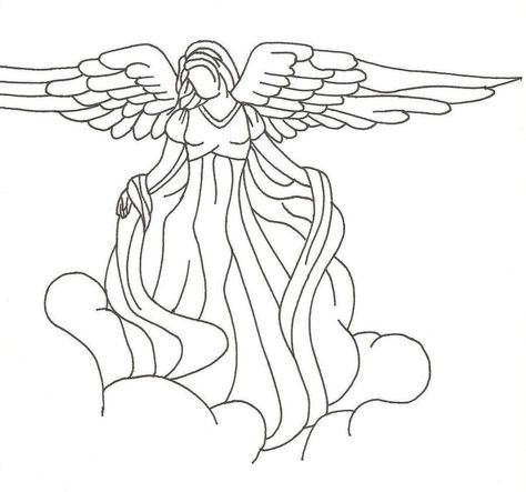 Guardian Angel by Moonblaster13 on DeviantArt Female Angel Tattoo, Angel Tattoo Drawings, Angel Drawing Easy, Angel Y Diablo, Cloud Tattoo Design, Female Angel, Angel Sketch, Guardian Angel Tattoo, Angel Silhouette