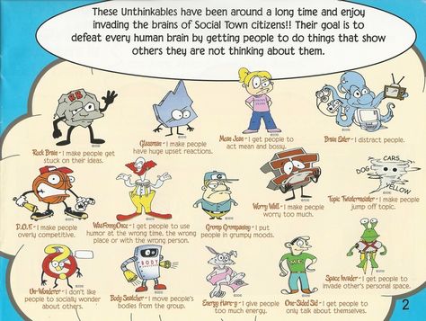 unthinkables poster  Encourage Play Social Thinking Curriculum, Social Skills Training, Social Skills Groups, Social Skills Activities, Elementary School Counseling, Teaching Social Skills, Social Communication, Social Thinking, School Social Work