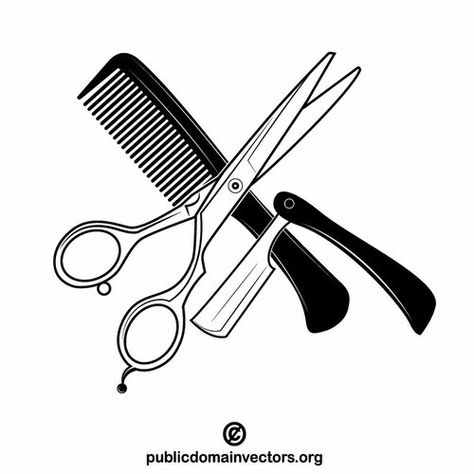 Shave Hair, Tool Tattoo, Hair Clipart, Barber Tools, Beauty Salon Logo, Girls With Black Hair, Shaving Razor, Funky Hairstyles, Curly Girl Hairstyles