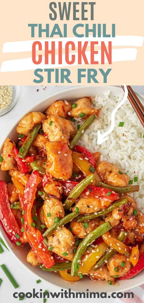 Green Beans And Peppers, Sweet Thai Chili Chicken, Thai Chili Chicken, Sweet Chili Sauce Chicken, Sweet Thai Chili Sauce, Sweet Thai Chili, Thai Chicken Recipes, Sweet Chili Sauce Recipe, Sweet Chili Chicken