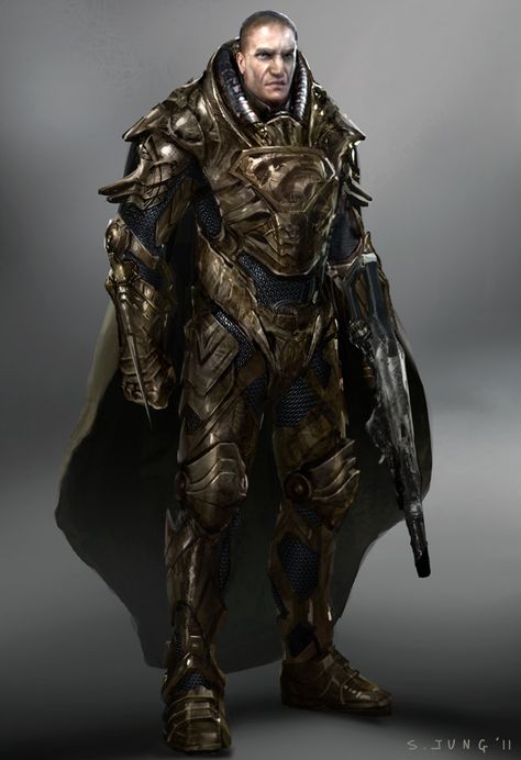 Kryptonian Armor, Golden Armour, Man Of Steel Costume, Lex Luther, Detective Stories, General Zod, Cyborgs Art, Superman Man Of Steel, Battle Armor