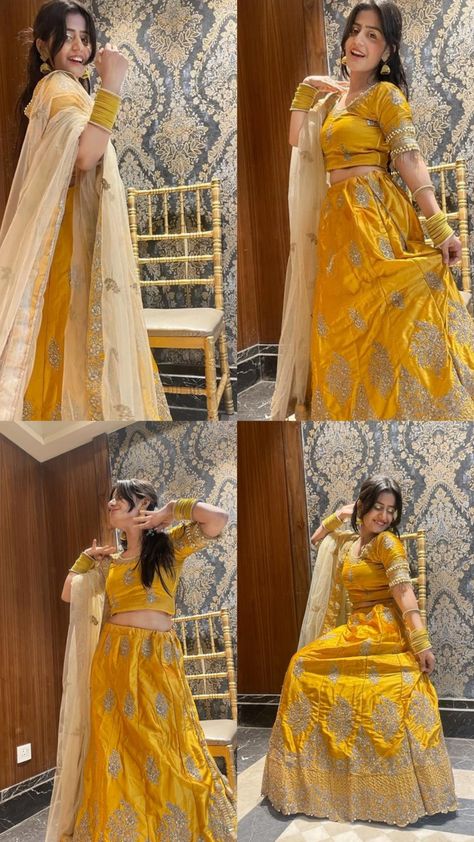 Wearing yellow lehenga and posing ✨ Traditional Wear Poses, Diwali Photography, Yellow Lehenga, Stylish Photo, Pretty Jewelry Necklaces, Photography Posing Guide, Stylish Photo Pose, Posing Guide, Pretty Jewelry