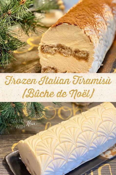 This Tiramisù Bûche de Noël will make you travel to Italy in one bite! Once prepared, place it in the freezer, you will be like a Chef! Frozen Tiramisu, Travel To Italy, Bakery Ideas, Mascarpone Cheese, 2000 Calories, Today Is My Birthday, 2000 Calorie Diet, Strong Coffee, Italian Desserts