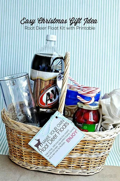 Root Beer Float Gifts Diy Gifts For Christmas, Gifts For Neighbors, Gift Baskets For Him, Christmas Neighbor, Baskets For Men, Neighbor Christmas Gifts, Gift Baskets For Men, Diy Gift Baskets, Easy Christmas Gifts