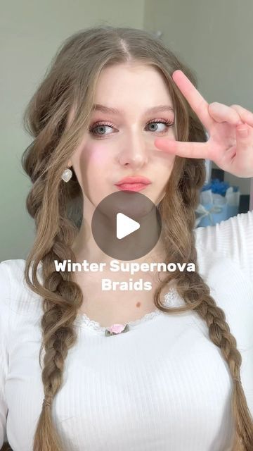 Aespa Hairstyle, Winter Supernova, Winter Braids, Tutorial Hairstyles, Winter Hairstyle, Half Up Hairstyle, Braids Tutorial, Hairstyle Braids, Twin Braids