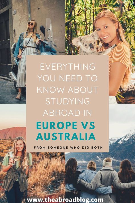 Europe vs. Australia | Study abroad tips #Studyabroad #Australia #Europe Study Abroad Essentials, Study Abroad Europe, Study Abroad Australia, Study Abroad Packing List, Study Abroad Packing, Australia Travel Bucket Lists, Where To Live, Study In Australia, Live Abroad