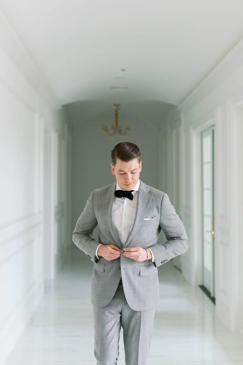 Suit With Bow Tie, Bow Tie Suit, Suit Supply, Black Suit Wedding, Suit Ideas, Custom Suit, Black Tie Wedding, Gray Suit, Black Suits