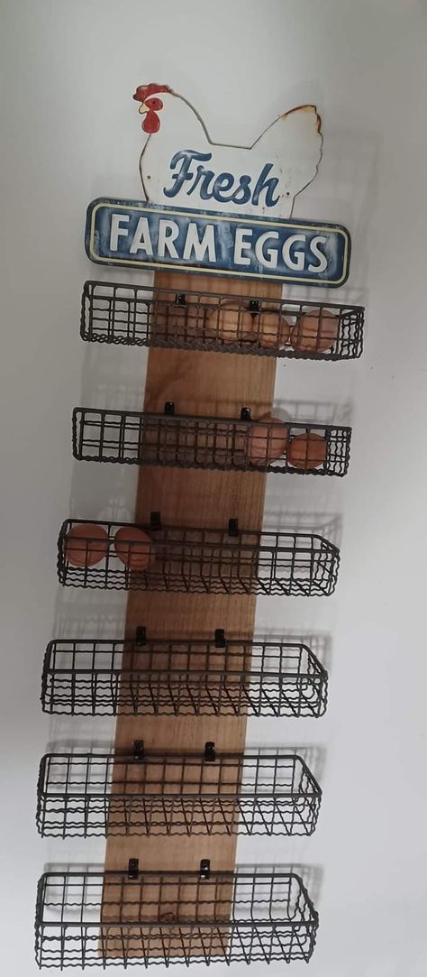 Chicken Organization Ideas, Chicken Egg Storage Ideas, Egg Sorter Diy, Fresh Egg Storage Ideas, Egg Storage Ideas Diy, Wall Egg Holder Diy, Chicken Egg Storage, Chicken Sanctuary, Egg Storage Ideas