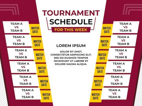 Tournament schedule for match on a week | Premium Vector #Freepik #vector Match Schedule Design, Poster Bola, Sports Design Ideas, S Logo Design, Match Schedule, Football Tournament, Photo Art Gallery, Sports Design, Vector Photo