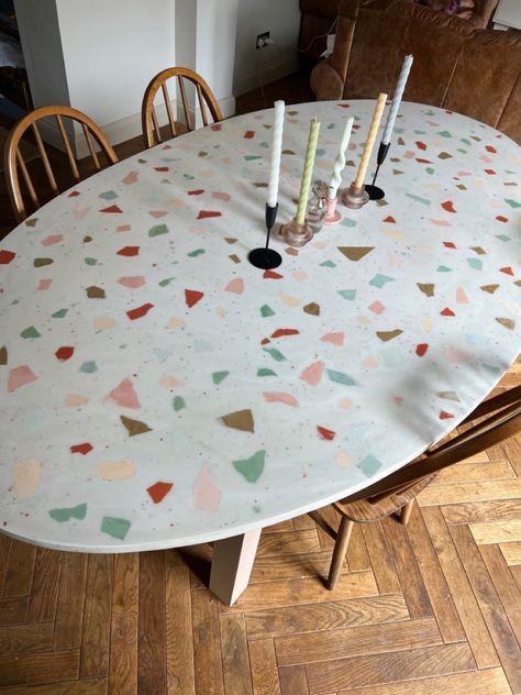 DIY Terrazzo dining table using resin Terrazzo Dining Table, Diy Terrazzo, Terrazzo Table, Using Resin, Dining Table, Photo And Video, Instagram Photos, Instagram