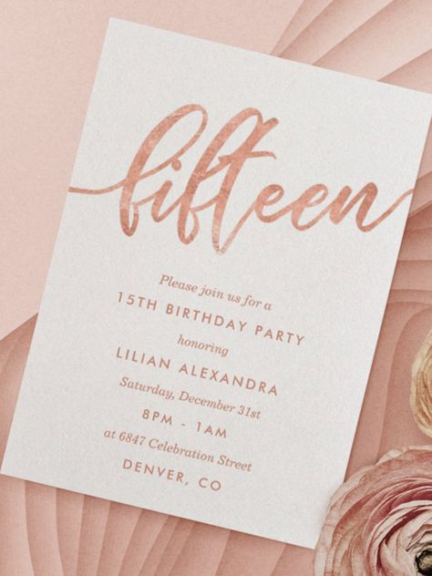 15th Birthday Invitations, 15th Birthday Party Ideas, Party Invitation Design, 13th Birthday Invitations, Virtual Invitations, Thirteenth Birthday, 15 Birthday, Bday Invitations, Birthday Roses