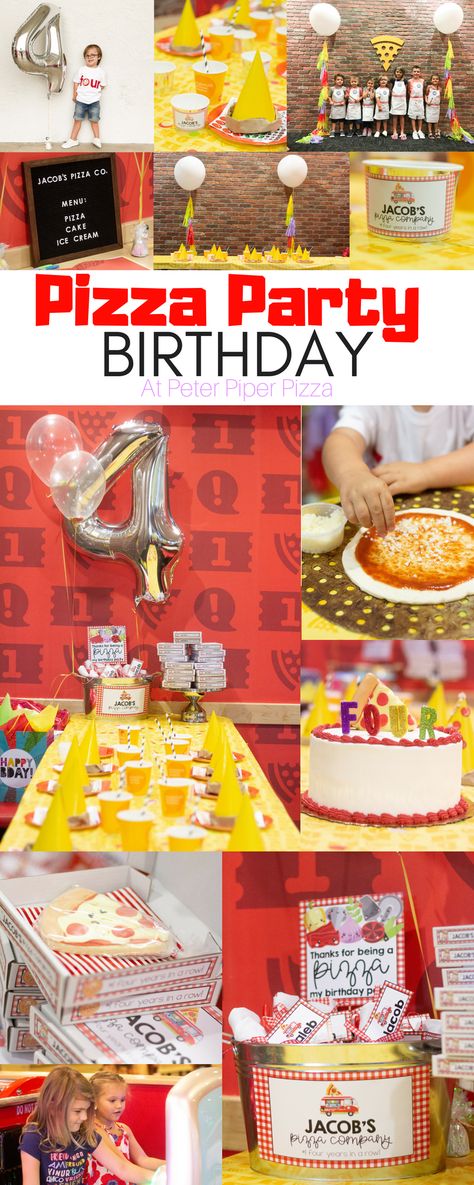 Peter Piper Pizza Birthday | 4th Birthday | Birthday Pizza Party | Pizza Theme Birthday | Peter Piper Pizza | Pizza Parlor Birthday Party Peter Piper Pizza Party Ideas, Pizza Party Centerpieces, Pizza Themed Birthday Party, Birthday Pizza Party, Pizza Party Ideas, Pizza Party Games, Peter Piper Pizza, Best Party Ideas, Pizza Birthday Party