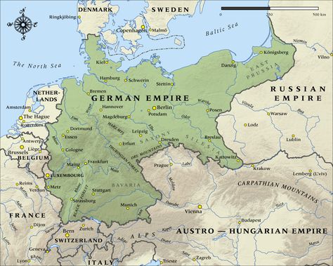 German Empire in 1914. German Map, Treaty Of Versailles, European Map, German Empire, Germany Map, German History, Photo Maps, Today In History, Alternate History