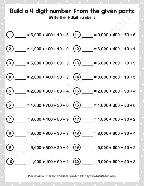 This is our 5th exercise on building 4 digit numbers from the given numbers. Please download the PDF Build a 4 digit number from the given parts – Exercise 5 Place Value Worksheets, Decimals Worksheets, Maths Paper, 4th Grade Math Worksheets, English Teaching Resources, Number System, Tens And Ones, A Worksheet, Place Value