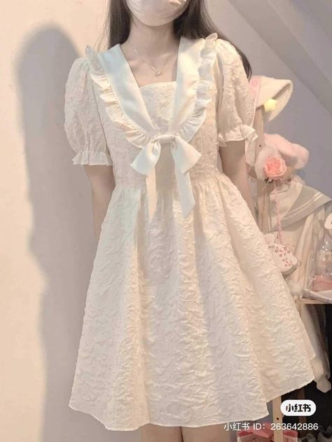 Japanese Preppy, Long Sleeve Chiffon Dress, Sketches Dresses, Japanese Dress, Brocade Dresses, Kawaii Dress, Chiffon Long Sleeve, Kawaii Clothes, Lolita Dress