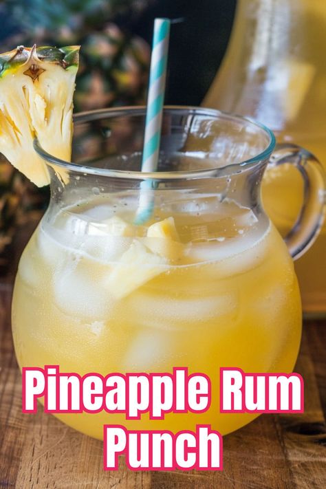 Refresh your gathering with Pineapple Rum Punch, a tropical and fruity delight. Click to find out how to make this crowd-pleasing punch! Pineapple Rum Punch, Summer Rum Cocktails, Dark Rum Cocktails, Rum Cocktails Easy, Cocktails To Make At Home, Easy Punch, Rum Cocktail Recipes, Pineapple Rum, Rum Cocktails