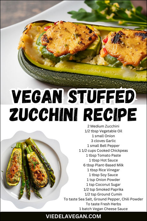 VEGAN STUFFED ZUCCHINI RECIPE Vegan Stuffed Zucchini, Comfort Pasta Dishes, Zucchini Recipe, Stuffed Zucchini, Recipe Healthy, Vegan Dinner, Dinner Idea, Zucchini Recipes, Vegan Dinner Recipes