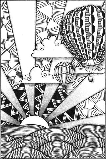 Modele Zentangle, Zentangle Designs, Doodle Art Drawing, Tangle Art, Tangle Patterns, Zentangle Drawings, Doodle Art Designs, Mandala Design Art, Hot Air Balloons