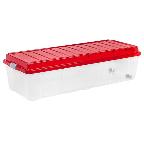 44-Gallon Rectangular Plastic Red Lid Storage Bin Container Bin Cages For Hamsters, Cages For Hamsters, Hamster Bin Cage, Bin Cage, Holiday Decor Storage, Outdoor Christmas Lights Ideas, Christmas Tree Storage Box, Hamster Stuff, Christmas Tree Storage Bag