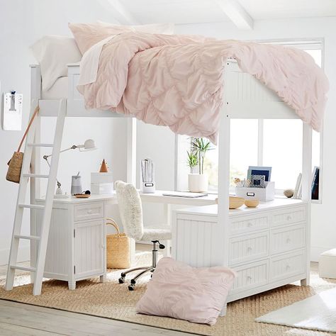 Loft Bed Full, Loft Beds For Teens, Beds For Small Rooms, Bed Full, Cute Bedroom Ideas, Dekorasi Kamar Tidur, Cute Bedroom Decor, Cozy Room Decor, Room Makeover Bedroom