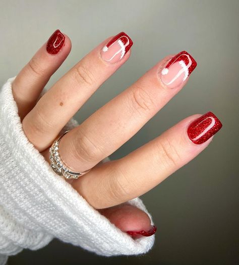 ❤️🎅🏼 𝐒𝐩𝐚𝐫𝐤𝐥𝐲 𝐒𝐚𝐧𝐭𝐚 𝐇𝐚𝐭 𝐌𝐚𝐧𝐢 🎅🏼❤️ Love a Santa hat French! A simple way to add a bit of Christmas to your December nails 💅🏼 using… | Instagram French Santa Hat Nails, Nails At Christmas, Square Santa Hat Nails, Christmas Nails Biab Short, December Nails Simple Square, Simple Christmas Nail Ideas Acrylic, Red Santa Hat Nails, Sparkly Red Tip Nails, Santa French Tip Nails