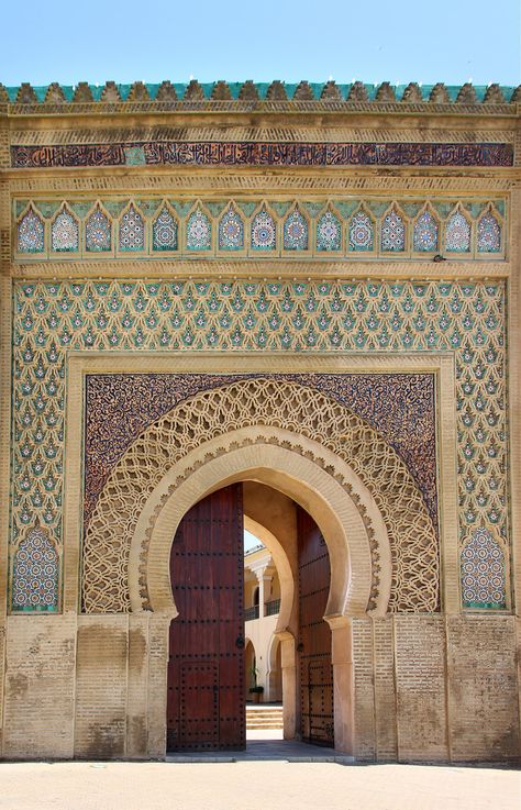 by Michael Clapton Moroccan Palace Exterior, Moroccan Architecture Exterior, Marrakesh Architecture, Architecture Morocco, Morocco Holiday, Moroccan Palace, Solar Punk, Moroccan Architecture, Moorish Architecture