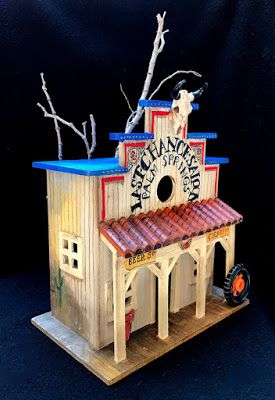 Western Saloon, Birdhouse Craft, Bird Houses Ideas Diy, Rustic Birdhouse, Diy Christmas Village, Storefront Design, Bird Houses Painted, Birdhouse Designs, Decorative Bird Houses