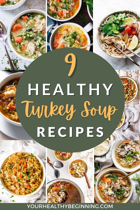 Whip up some magic this holiday season with 🍗🥣 Healthy Turkey Soup Recipes! Put those Thanksgiving leftovers to good use or start a new Christmas tradition. 🎄✨ They're heart-warming, healthy, and undeniably delicious! 🍂 Are you ready for a taste of holiday goodness? Ready to learn more? Head over to Your Healthy Beginning to check out the full post! Turkey Soup Recipes Healthy, Cooked Turkey Recipes Leftovers Healthy, Heart Healthy Holiday Recipes, Turkey Bean Soup Recipes, Turkey Leftovers Healthy, Turkey Tomato Soup, Thanksgiving Leftover Soup Recipes, Keto Turkey Soup Recipes, Healthy Turkey Soup