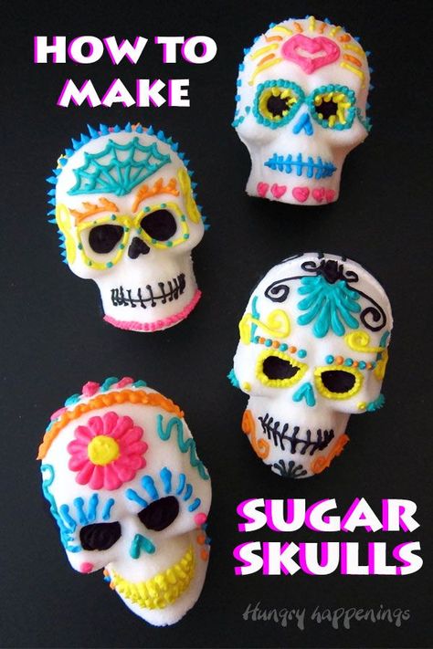 Sugar Skull Diy, Spanish Classroom Decor, Dia De Los Muertos Decorations Ideas, Den Mrtvých, Day Of The Dead Party, Skull Mold, Best Party Food, Halloween Desserts, Sugar Skulls