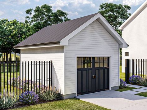 1-Car Garage Plan, 050G-0182 Small Garage Plans, Small Detached Garage, 1 Car Garage Plans, 20x20 Garage, Detached Garage Designs, Garage Plans Detached, Garage Addition, Small Garage, Garage Floor Plans