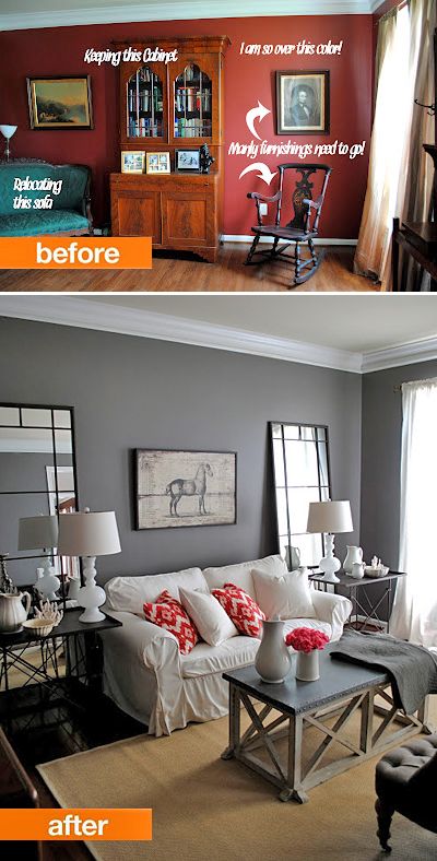 Small Living Room Makeovers • Tips, Ideas and Before and Afters. Including, from 'the graphics fairy', this gorgeous living room makeover. Living Room Makeovers, Living Room Makeover Ideas, Room Makeover Ideas, Living Room Renovation, Room Makeovers, Room Renovation, Living Room Remodel, Paint Colors For Living Room, Makeover Ideas