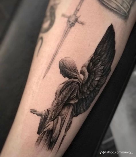 Angle Tattoo, Australian Tattoo, Tattoo Artist Tattoo, Artist Tattoo, Half Sleeve Tattoos For Guys, Angel Tattoo Designs, Greek Tattoos, Classic Tattoo, Small Tattoos For Guys