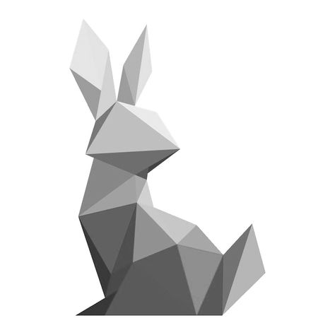 3d Polygon Art, Polygon Art Geometry, Grey Scale Art, Grey Scale Drawing, Geometry Drawing, Ux Project, 3d Polygon, Rabbit Wine, Scale Drawing