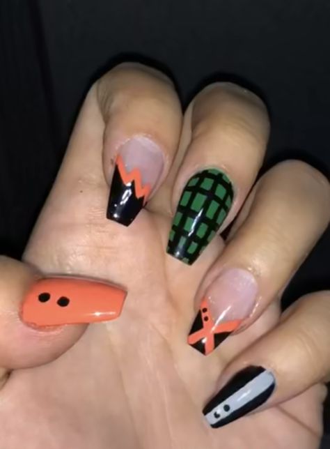 Bakugou Nails Art, Anime Nails, Edgy Nails, Nail Blog, Minimal Nails, Inspired Nails, Cute Acrylic Nail Designs, Dream Nails, Pretty Acrylic Nails