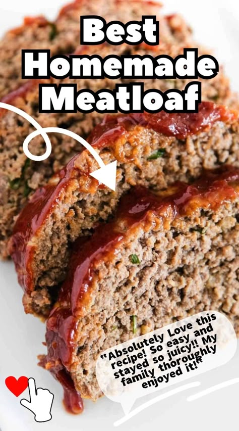 This easy meatloaf recipe is the best you’ll ever try. Tender beef topped with a sticky caramelized topping and simple to make in under an hour. Beef Meatloaf Easy, Meat Loaf Recipe Easy Ground Beef, Great Meatloaf Recipes, Beef Loaf Recipe, Best Homemade Meatloaf Recipe, Best Meatloaf Ever Recipe, Meatloaf Recipes Best Easy, Meatloaf With Hamburger And Sausage, Meatloaf With Mozzarella Cheese