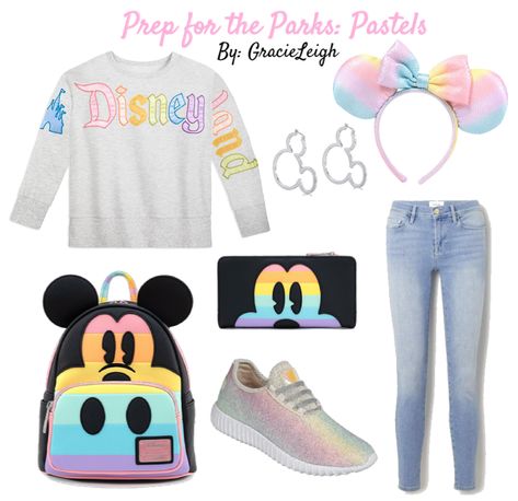 Shoplook Outfits, Disney Merch, Pastel Outfit, Glitter Sneakers, Tokyo Disney, Tokyo Disney Resort, Rainbow Glitter, Disney Fashion, Disney Resort