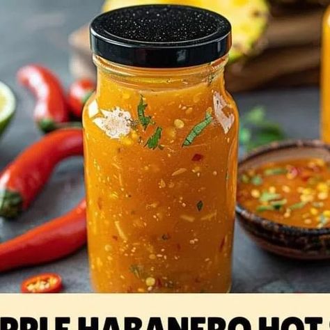 Chef zouheir on Instagram: "🍍🌶️ **Pineapple Habanero Hot Sauce** 🌶️🍍  This flavorful pineapple habanero hot sauce is the perfect way to add a fruity, spicy kick to any dish! 🔥  ⏱️ **Prep Time:** 5 mins  ⏱️ **Cook Time:** 10 mins  ⏱️ **Total Time:** 15 mins  🍽️ **Servings:** 2 cups   📋 **Ingredients:** - 2-3 habanero peppers - 1/2 ripe pineapple - 1/2 onion - 1 cup water - 2/3 cup white vinegar - Juice of 1 lime - 8 slices of peeled ginger (about 1/2 inch piece) - 2 tsp sugar - 1 1/4 tsp salt - 1/4 tsp dried marjoram - 1/8 tsp ground cumin  🍳 **Instructions:** 1. **Prep Ingredients** – Slice the pineapple, habanero, ginger, and onion. Remove seeds and pith from the habaneros if you prefer a milder spice. 🍍🌶️🧅 2. **Simmer** – In a pan, simmer the onion, pineapple, habaneros, and g Homemade Refrigerator Pickles, Pineapple Vinegar, Habanero Hot Sauce, Ripe Pineapple, Hot Sauce Recipes, Sweet And Spicy Sauce, Grilled Meats, Habanero Peppers, Spicy Sauce