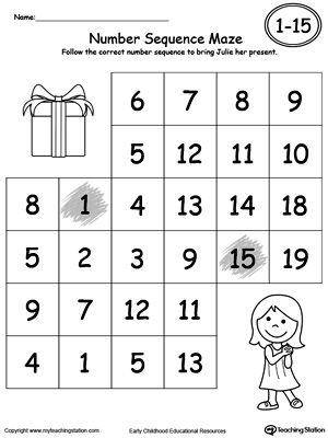 Practice recognizing number sequence 1 through 15 by following the correct numbers through the maze with this printable worksheet. Story Sequencing Worksheets, Number Maze, Number Recognition Worksheets, Sequence Writing, Maze Worksheet, Sequencing Worksheets, Mazes For Kids, Number Sequence, Kindergarten Worksheets Printable