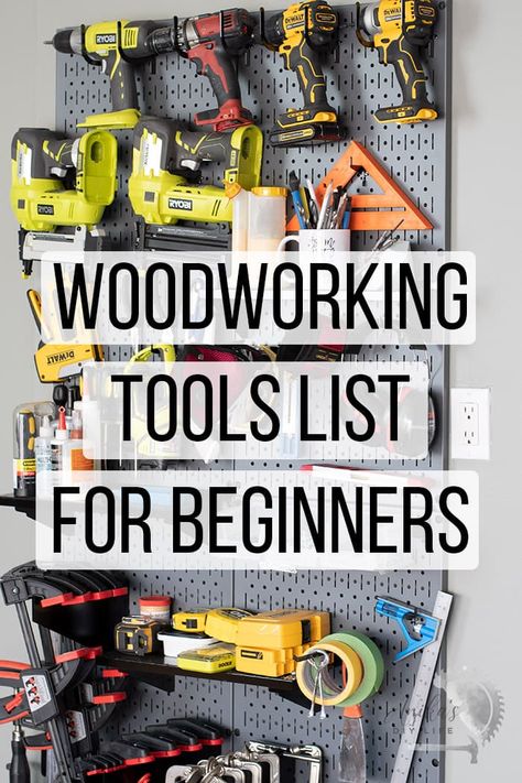 Small Woodworking Shop Ideas, Woodworking Tools List, Woodworking Tools For Beginners, Wood Working Tools, Woodworking Tools Workshop, Woodworking Projects For Beginners, Tools List, Woodworking For Beginners, Green Woodworking