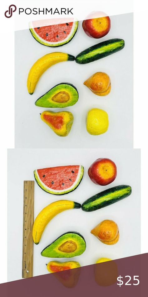 Asst Paper Mache Faux Fruits Vegetables Artificial Mexican Folk Art Decor Mexican Paper Mache, Folk Art Kitchen, Mexican Folk Art Decor, Folk Art Decor, Art Kitchen, Mexican Folk Art, Fruits Vegetables, Kitchen Art, Paper Mache