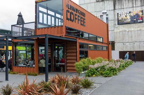 shipping container bar coffee                                                                                                                                                                                 More Shipping Container Cafe, Container Coffee Shop, Container Van, Ware House, Shipping Container Design, Container Restaurant, Contemporary Houses, Container Cafe, Shipping Container Home Designs