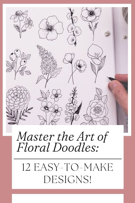 Want to learn how to create beautiful floral doodles? Look no further than this tutorial, where you'll discover 12 different flower doodles that are easy to make. Whether you're a beginner or a seasoned illustrator, these step-by-step instructions will guide you through the process of creating stunning flower designs. With just a pen and some paper, you'll be on your way to mastering the art of floral doodles in no time. Not only will you improve your drawing skills, but you'll also have... Pen Art Inspiration, Aster Doodle, Floral Art Tutorials, How To Draw Tiny Flowers, How To Draw Florals Step By Step, Sketching Flowers For Beginners, Learn To Draw Flowers Step By Step, Drawing Botanicals, How To Draw Simple Flowers Step By Step