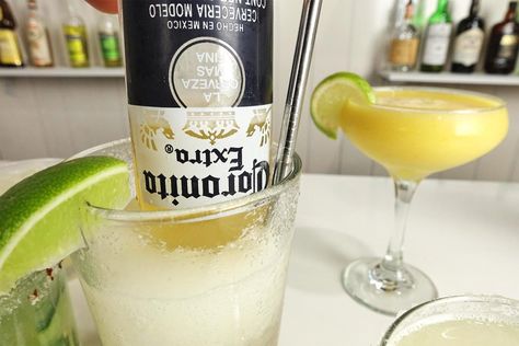 Mexican Bulldog Cocktail Recipe (Frozen Coronita Margarita) Mexican Bulldog, Bulldog Drink, Bulldog Drink Recipe, Bulldog Recipe, Frozen Drinks Alcohol, Mexican Cocktails, Asian Dinner Recipes, Mexican Drinks, Classic Cocktail Recipes