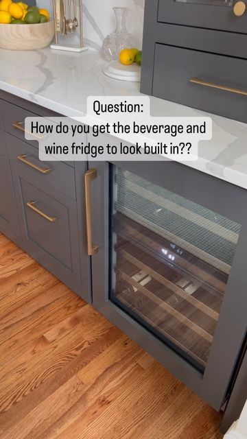 Under Counter Wine Refrigerator, Pantry Wall With Wine Fridge, Wine And Beverage Fridge Built Ins, Wine Fridge Cabinet Built Ins Dining Room, Kitchen Wine Bar Ideas Cabinets, Upstairs Beverage Station, Beverage Centers In Kitchen, Wet Bar Hardware, Adding Wine Fridge To Cabinet