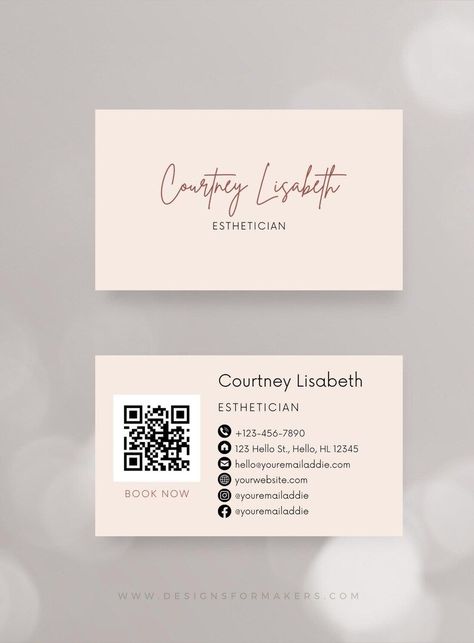 This esthetician floral business card design is perfect for anyone in the beauty industry. You can easily change the text, fonts, and colors to make it your own in Canva, for just $8! #esthetician #businesscard #estheticianbusinesscard #qrcode #qrcodebusinesscard #canva #canvatemplate #femininebusinesscard #canvabusinesscard #pinkbusinesscard #businesscardtemplate #minimalistbusinesscard #businesscardideas #businesscarddesigncreative #estheticianaesthetic #estheticianmarketing Aesthetician Business Cards, Botox Business Cards, Esthetics Business Cards, Waxing Business Cards, Esthetician Portfolio, Esthetician Business Name Ideas, Esthetician Outfit, Interior Design Business Cards Ideas, Esthetician Logo Ideas