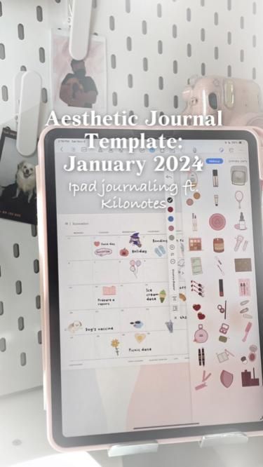 Aesthetic journal template: January 2024 #kilonotes #journal #iPad #iOS #2024 plannerlovers #printableplanner⌨️. Aesthetic Journal Template, Aesthetic Student, Digital Planner Ideas, Interactive Calendar, Planner Writing, Bold Color Schemes, Ultimate Planner, Ipad Ios, Aesthetic Journal