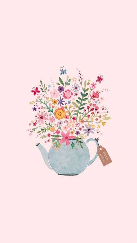 Spring in a Teapot April Screensavers Iphone Wallpapers, Wallpaper Backgrounds Spring, Super Wallpaper, Spring Desktop Wallpaper, Frühling Wallpaper, Wallpapers Ideas, Flower Print Pattern, New Wallpaper Iphone, Happy Wallpaper