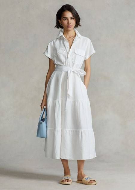 29 Linen Dresses That We Can't Stop Thinking About | Who What Wear UK White Linen Dress Outfit, Ralph Lauren Linen, Natural Spring, Women Ralph Lauren, Linen Shirt Dress, Linen Midi Dress, Travel Outfits, Summer Linen, Polo Style