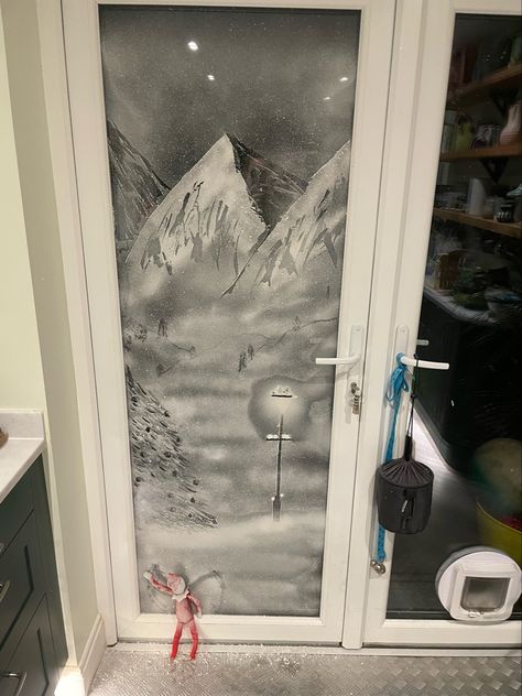 Spray snow art! Snow Art, Painting Snow, The Elf, Elf On The Shelf, Elf, Spray, Christmas, Art