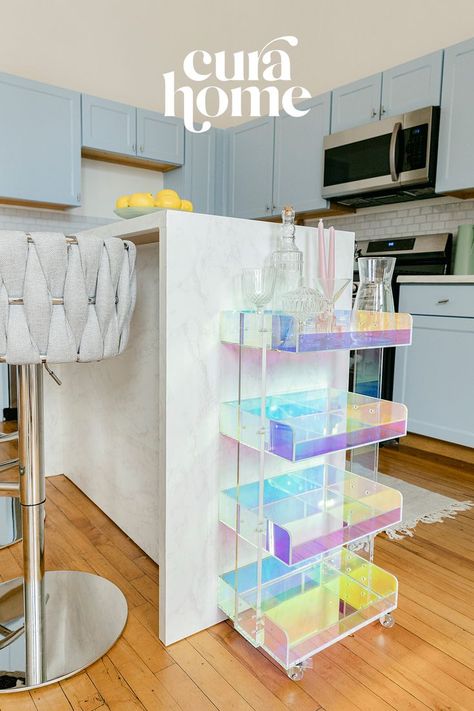 vienna storage cart iridescent, acrylic storage cart Perfect Bar Cart, Iridescent Decor, Interior Design Aesthetic, Perfect Bar, Salon Suites, Amazing Home, March 2023, Cute Room Decor, Design Aesthetic